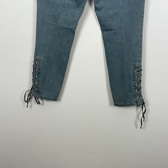 Michael Kors Blue Jeans Womens 6 Lace Up Ankle 4 Pockets Skinny Relaxed Pants - Picture 5 of 9